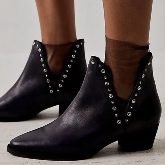 Free People Studded Leather Ankle Boots - Picture 3 of 8